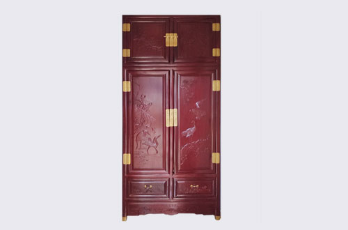 高端中式家居裝修深紅色純實木衣柜