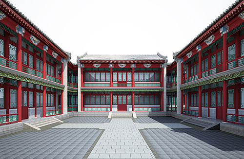 北京四合院設計古建筑鳥瞰圖展示